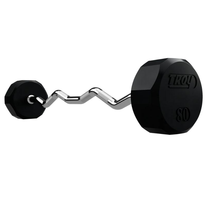 80 lb EZ Curl Fixed Rubber Barbell