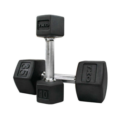 814TXR  TKO Rubber Hex Dumbbell Set, Tri-Grip  35 lb and 10 lb