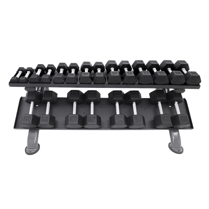 889HDR  TKO 2-Tier Horizontal Dumbbell Rack  With Dumbbells Sample Dumbbells