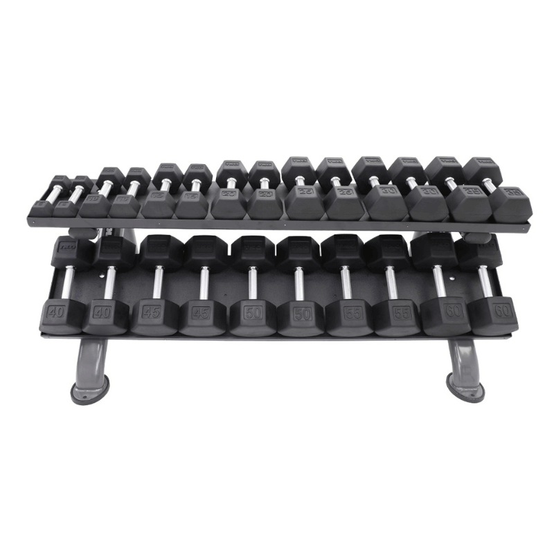 889HDR  TKO 2-Tier Horizontal Dumbbell Rack  With Dumbbells Sample Dumbbells