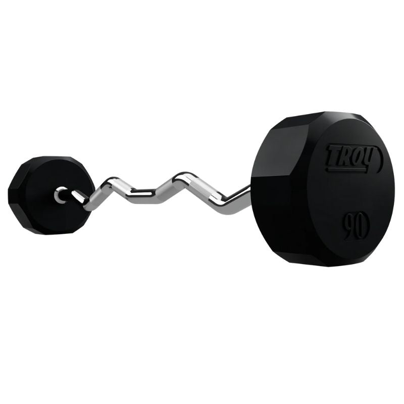 90 lb EZ Curl Fixed Rubber Barbell