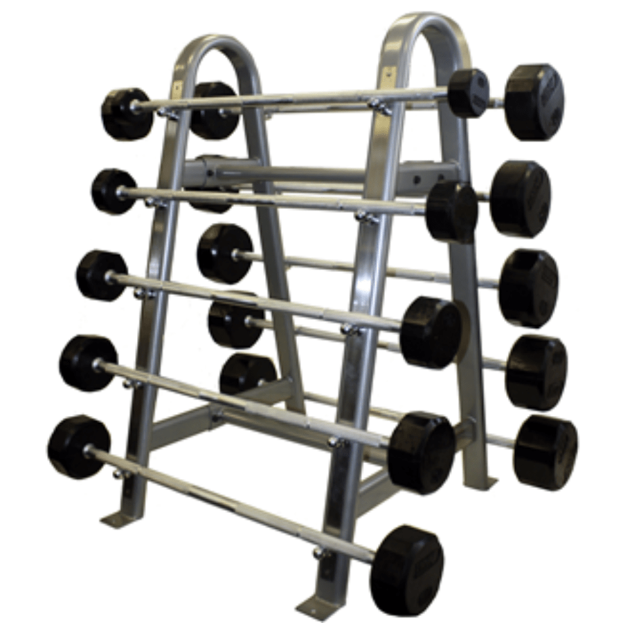 TROY 12-Sided Rubber Straight Barbell Set with Rack 20lbs-110lbs | COMMPAC-TSBR110
