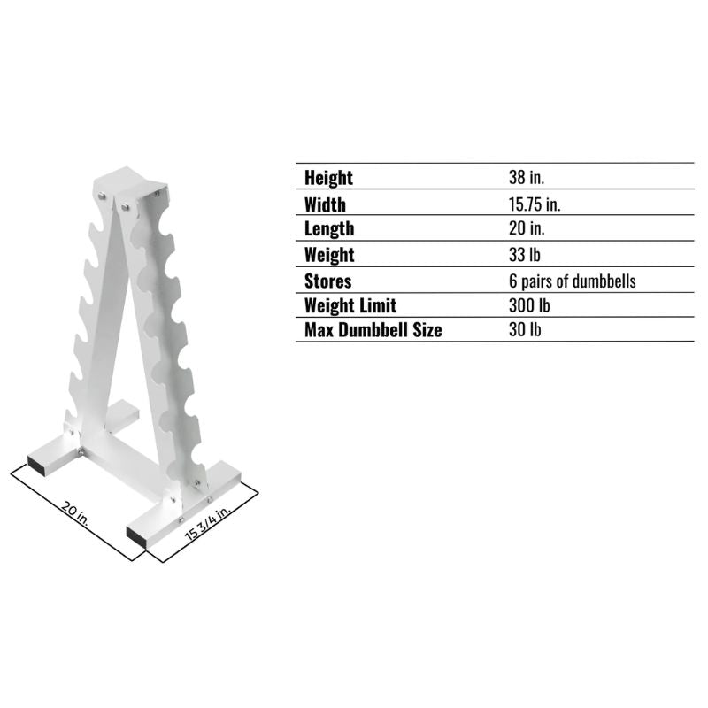 A-Frame 6 Pair Dumbbell Rack Specifications and Dimensions