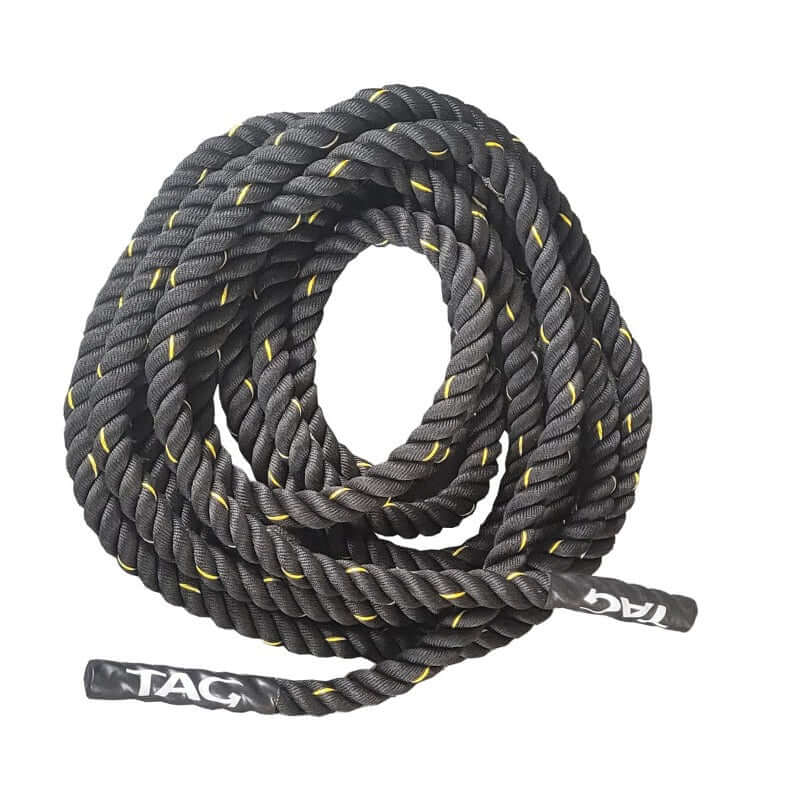 ACC-ROPE TAG Fitness   Black PolyDacron Battle Rope with Heat Shrink Grips