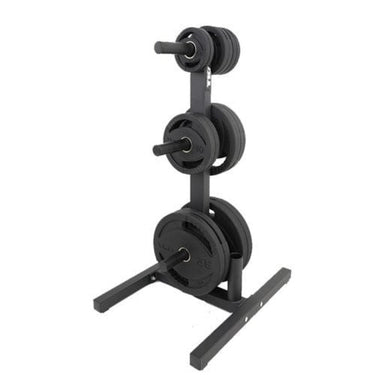 TKO 255Lb Olympic Rubber Plate set w/ Plate Tree | S6205-OR255