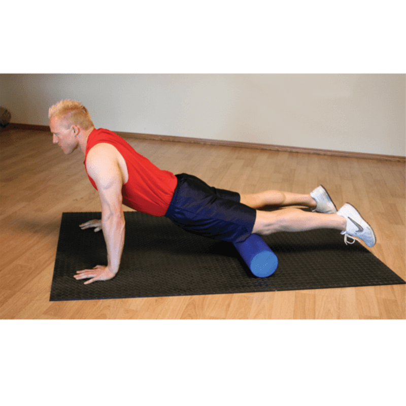 BSTFR36F  Body Solid 36" Full Foam Roller Sample Exercise with Mat