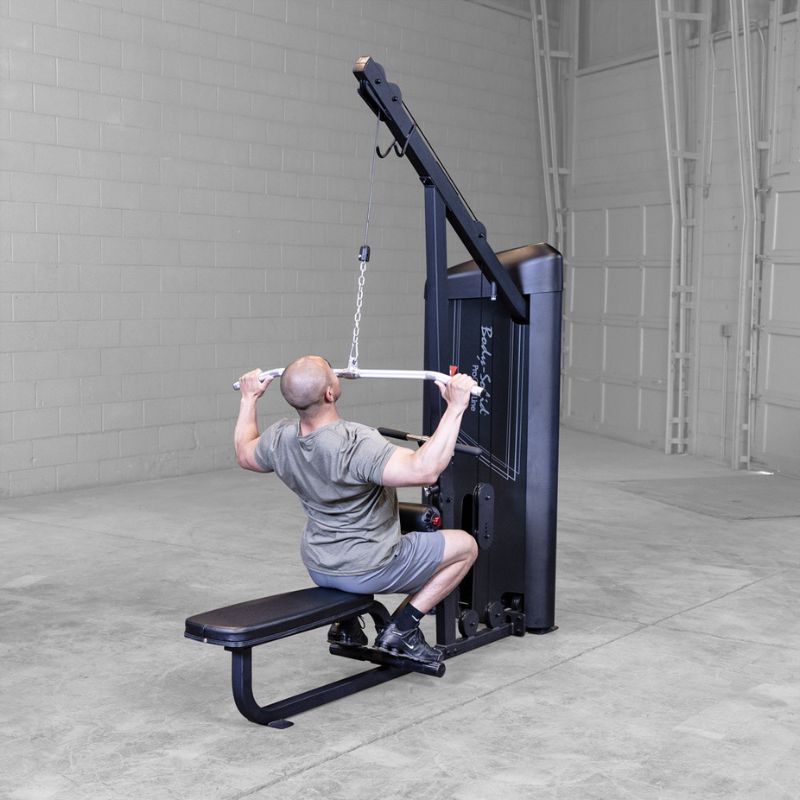 Back View of Lat Pulldown workout using Body-Solid Pro ClubLine S2LATX Series 2 Lat and Mid-Row