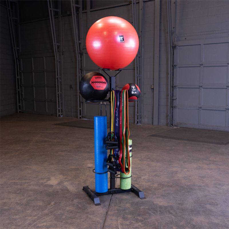 Body-Solid Compact Accessory Tower - GAR50 With Medicine Balls and Bands