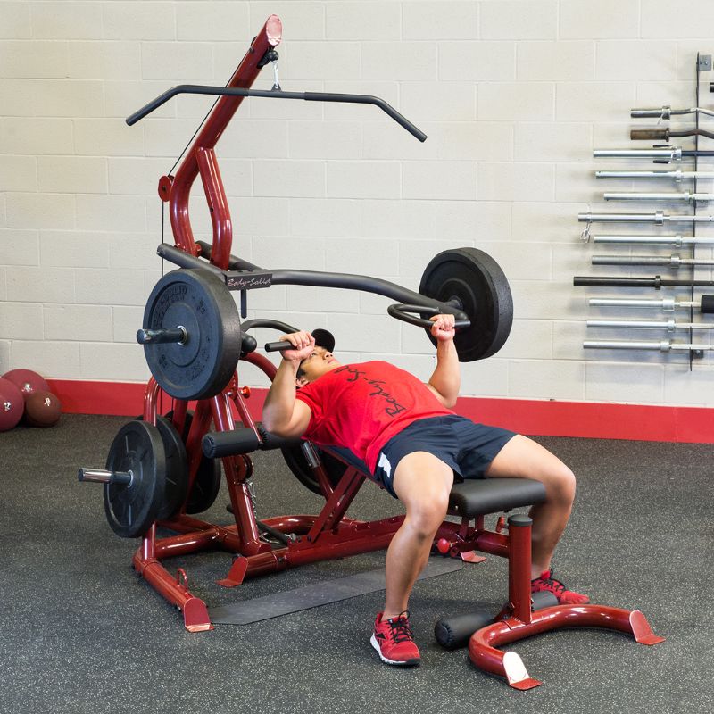 Body-Solid Corner Leverage Gym - GLGS100 Press Workout with Bench
