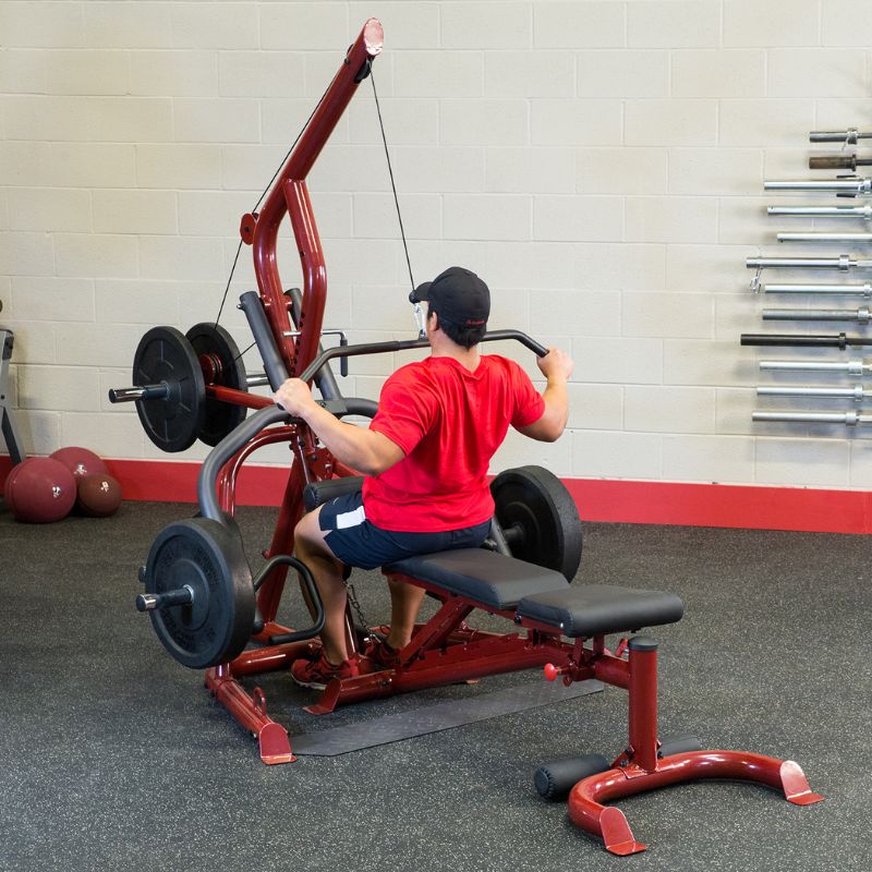 Body-Solid Corner Leverage Gym - GLGS100 PullDown Workout with Bench