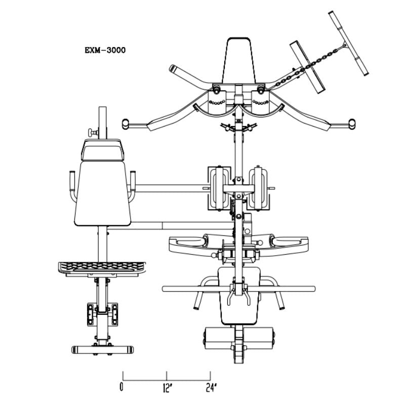 Body-Solid EXM3000LPS Multi-Stack Home Gym Schematics