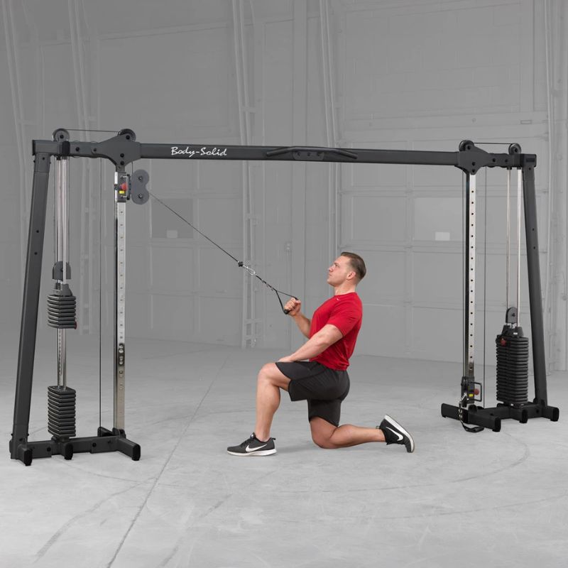 Body-Solid GDCC250B Cable Crossover used in kneeling