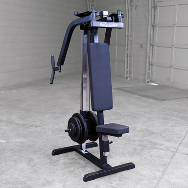 Body-Solid GPM65B Plate Loaded Pec Fly Machine with plates in a rear delt position