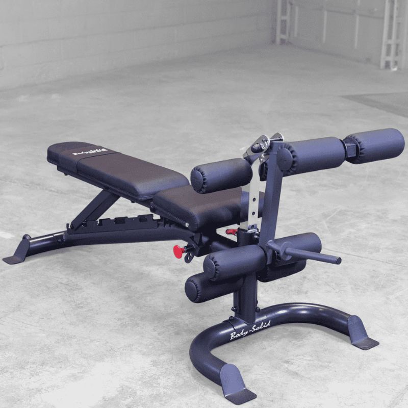 Body-Solid Leverage Flat Incline Decline Bench - GFID100B with Leg Developer Attachment