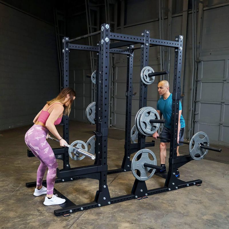 Body-Solid Pro Clubline Double Half Rack - SPR500DBL Main Display Barbell Row and Deadlift Workout