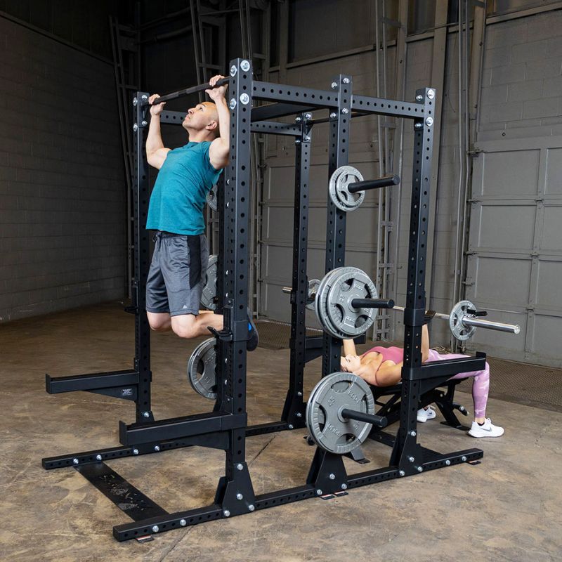 Body-Solid Pro Clubline Double Half Rack - SPR500DBL Main Display Pull up and Bench Press Workout