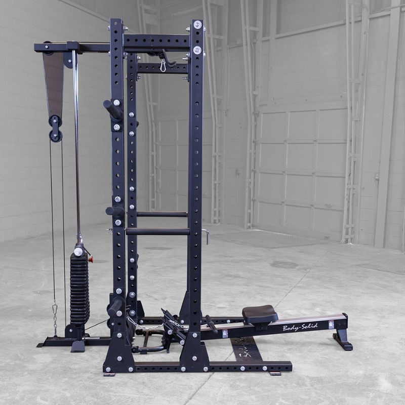 Body-Solid Rower Attachment - GROW Side view Attached in Cable Rack