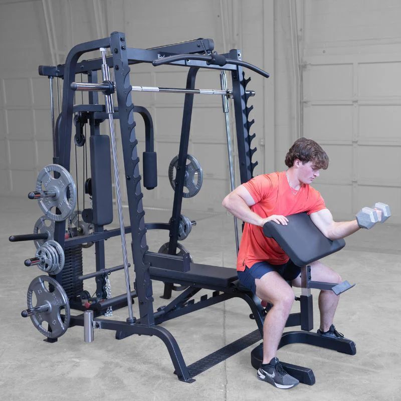 Body-Solid Series 7 Smith Gym - GS348BP4 Preacher Curl Workout