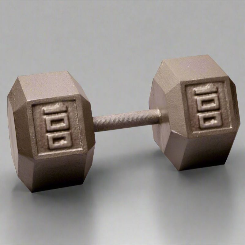 Body-Solid 100 lb Cast Iron Hex Dumbbells inside Gym 