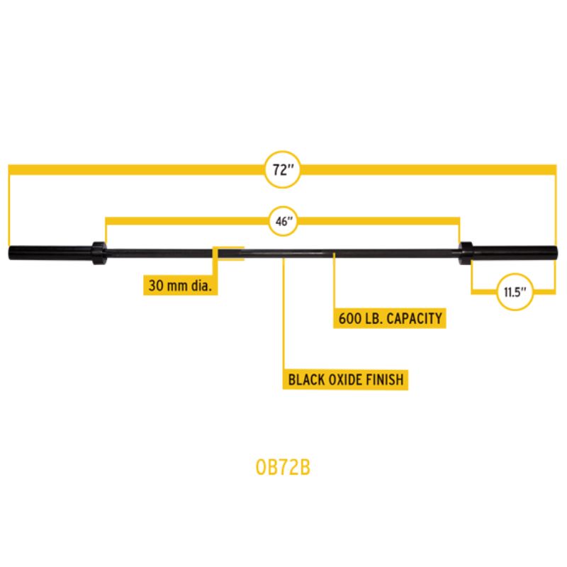 Body-Solid 6' Olympic Bar - Black Dimensions