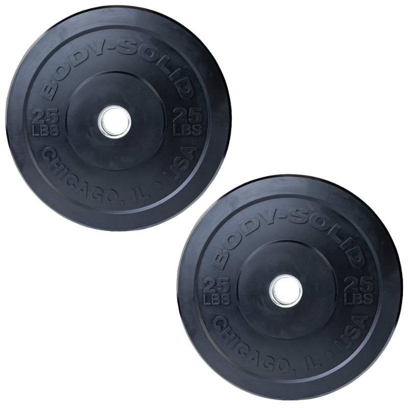 Body-Solid Chicago Extreme Bumper Plates - Black 25 lb Bumper Plate Pair