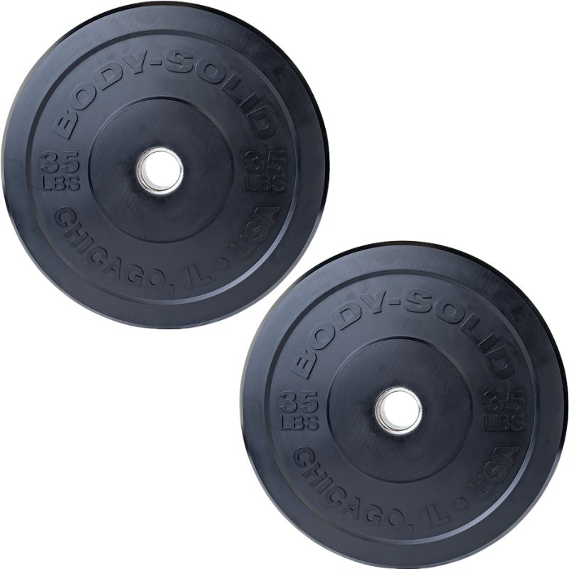 Body-Solid Chicago Extreme Bumper Plates - Black 35 lb Bumper Plate Pair