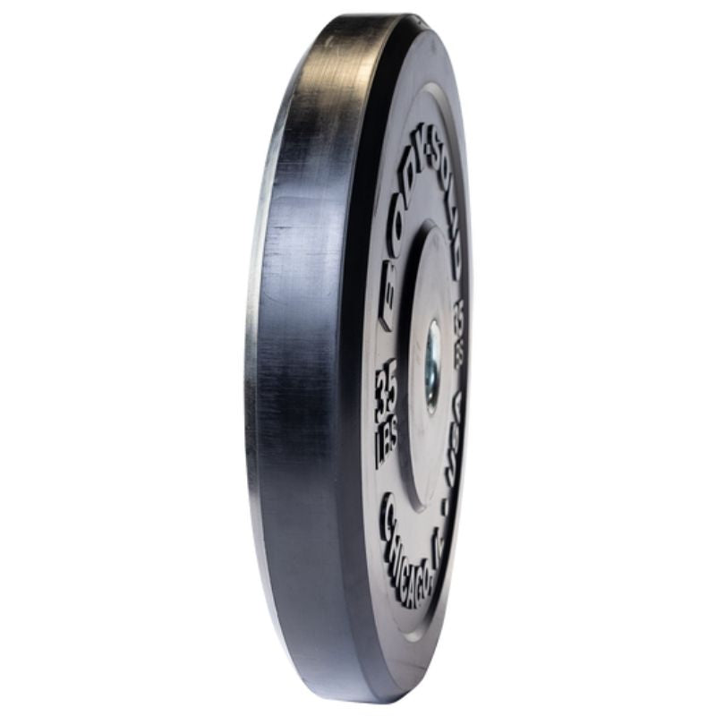 Body-Solid Chicago Extreme Bumper Plates - Black 35 lb Bumper Plate Side View