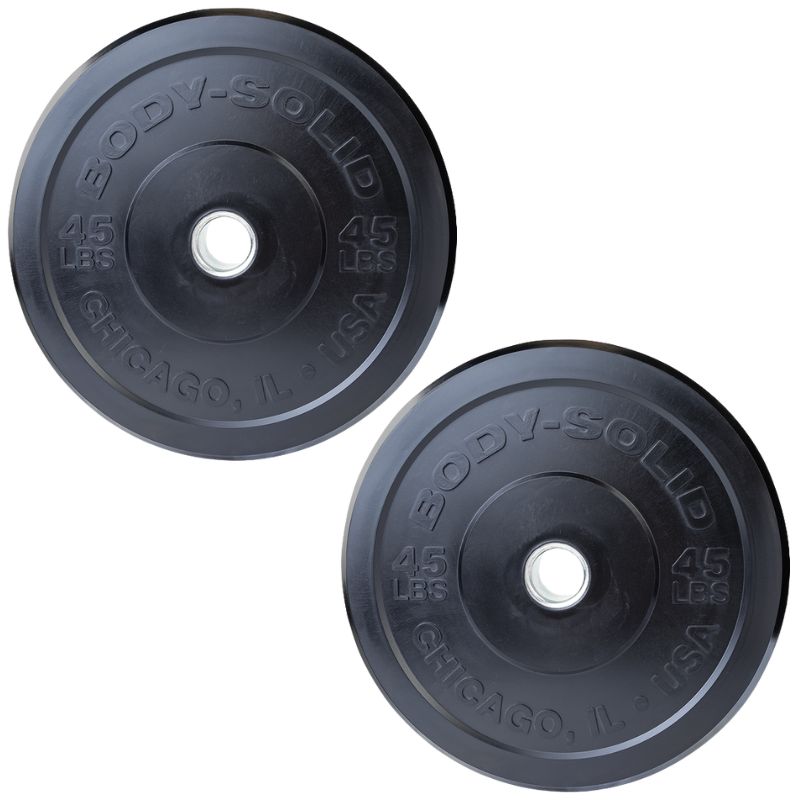 Body-Solid Chicago Extreme Bumper Plates - Black 45 lb Bumper Plate Pair