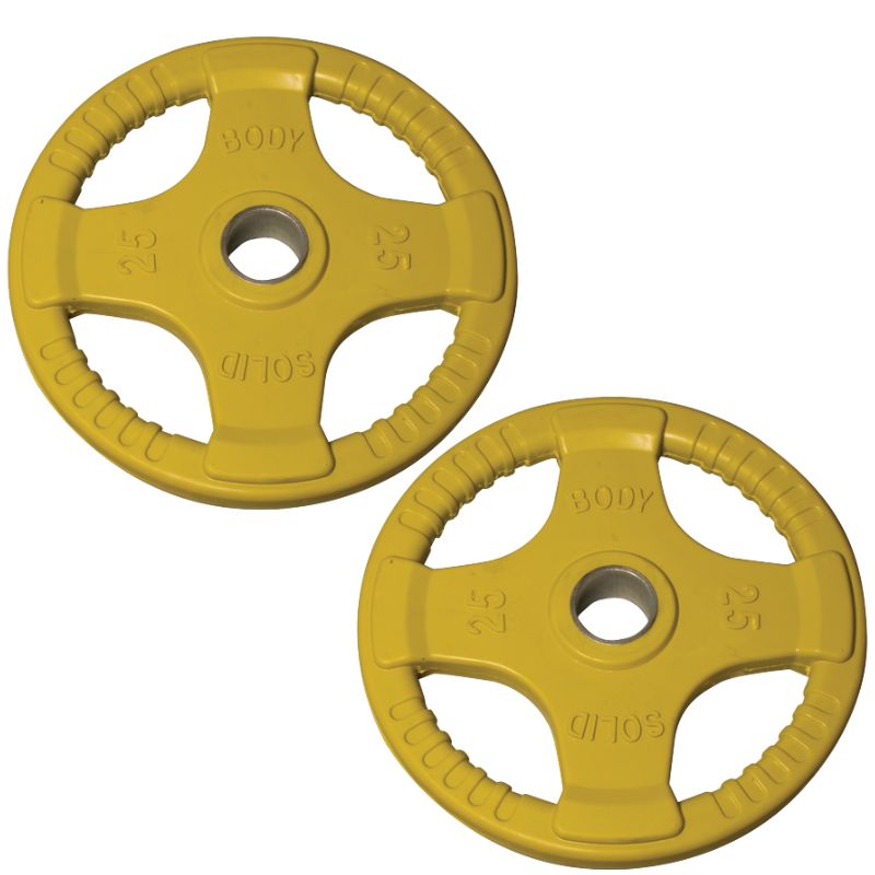 Body-Solid Color Rubber Grip Olympic Plates 25 lb Rubber Grip Plate Pair