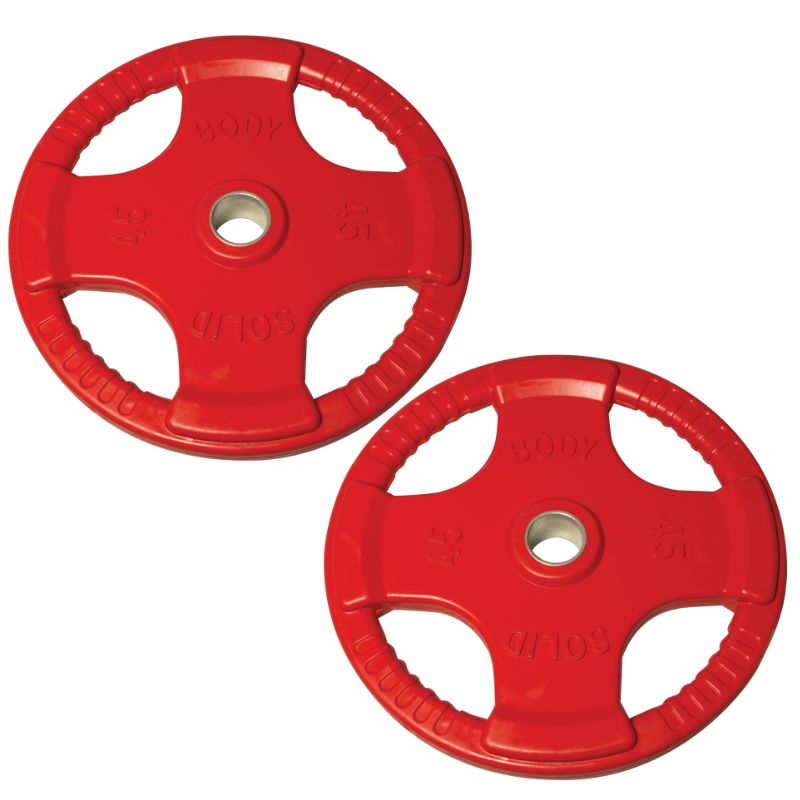 Body-Solid Color Rubber Grip Olympic Plates 45 lb Rubber Grip Plate Pair