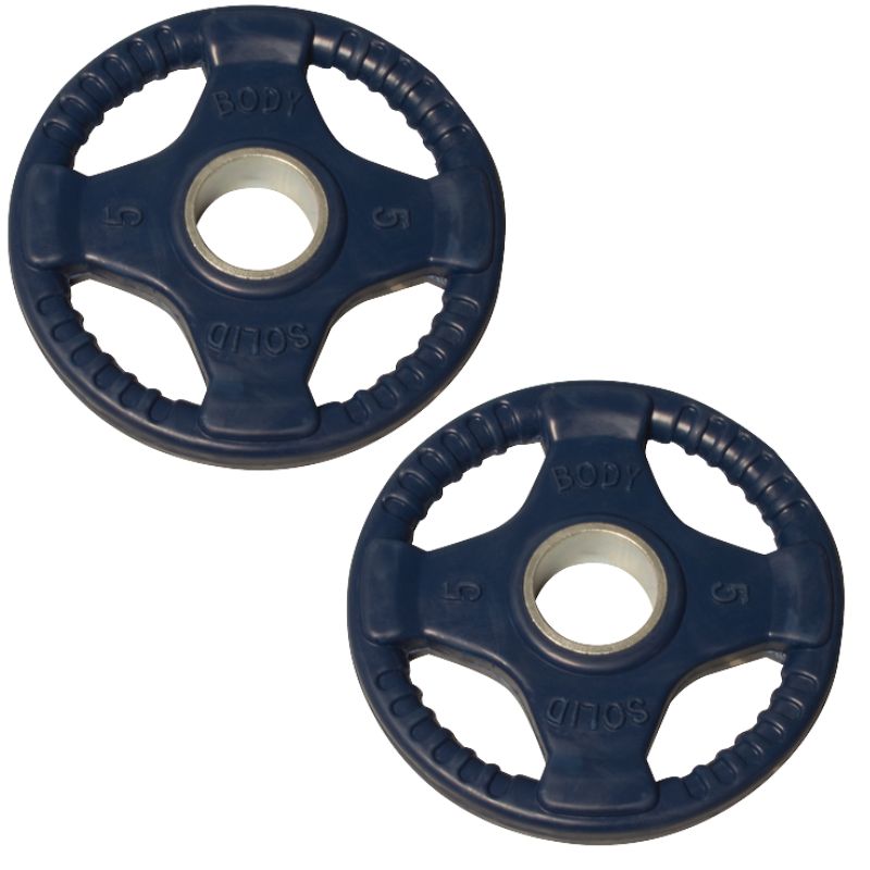Body-Solid Color Rubber Grip Olympic Plates 5 lb Rubber Grip Plate Pair