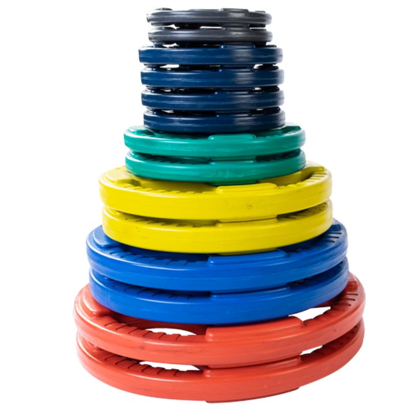 Body-Solid Color Rubber Grip Olympic Plates Stacked Set