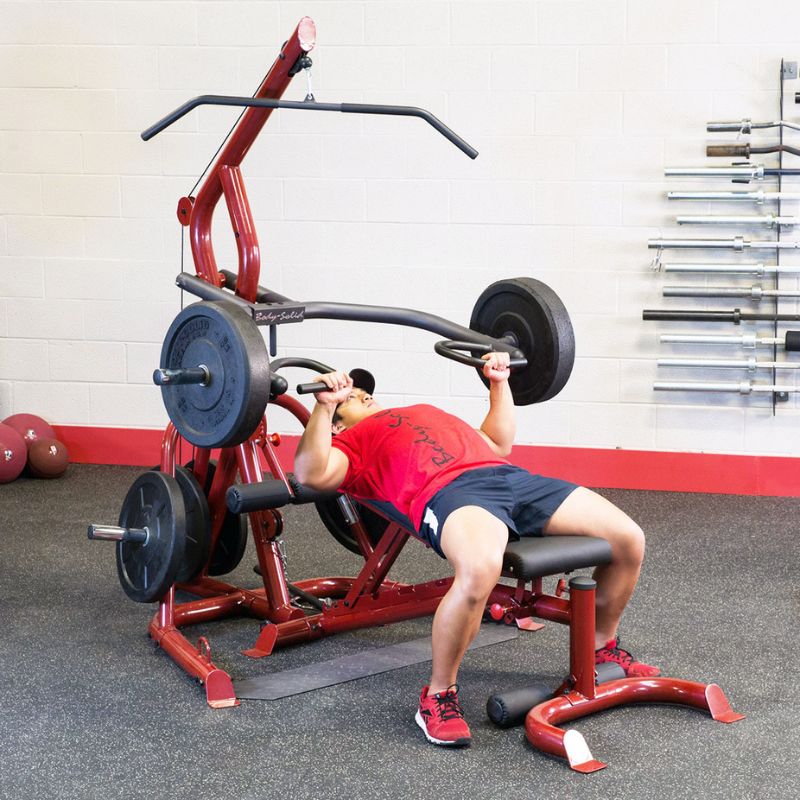 Body-Solid Corner Leverage Gym Package with Bench - GLGS100PB4 Machine Press
