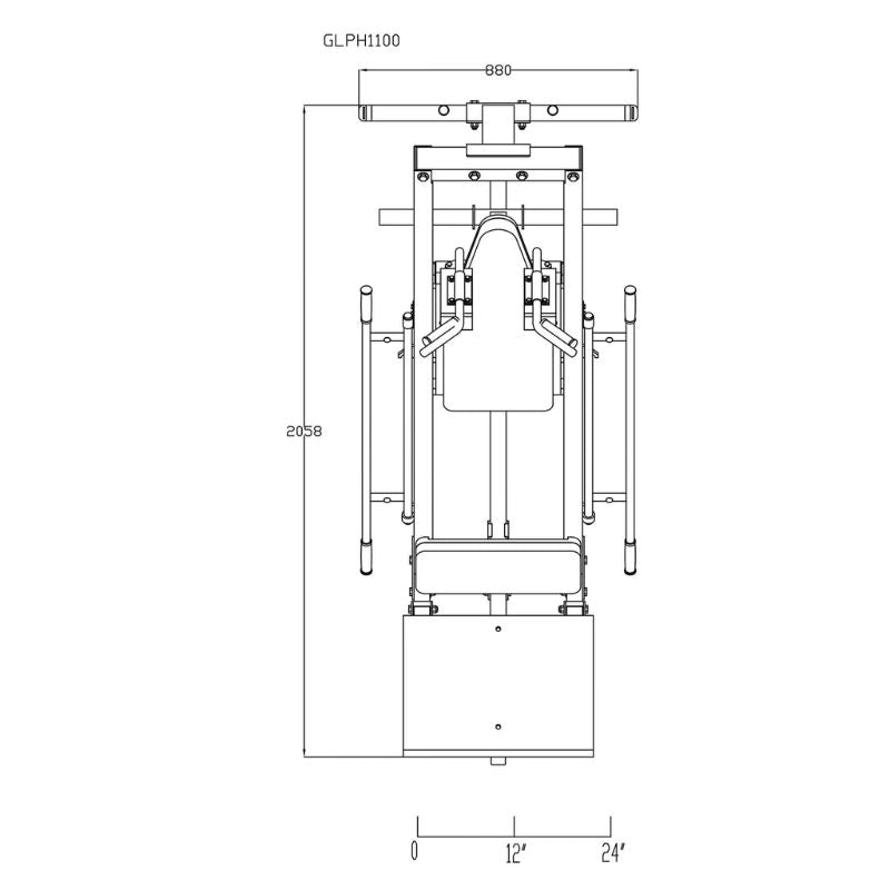 Body-Solid Leg Press & Hack Squat - GLPH1100B Dimension