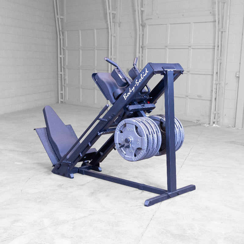 Body-Solid Leg Press & Hack Squat - GLPH1100B Hack Squat Position with Olympic Plates