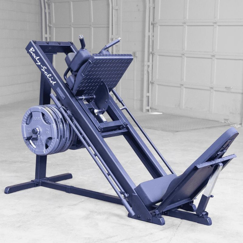 Body-Solid Leg Press & Hack Squat - GLPH1100B Main Display with Cast Iron Grip Olympic Plates