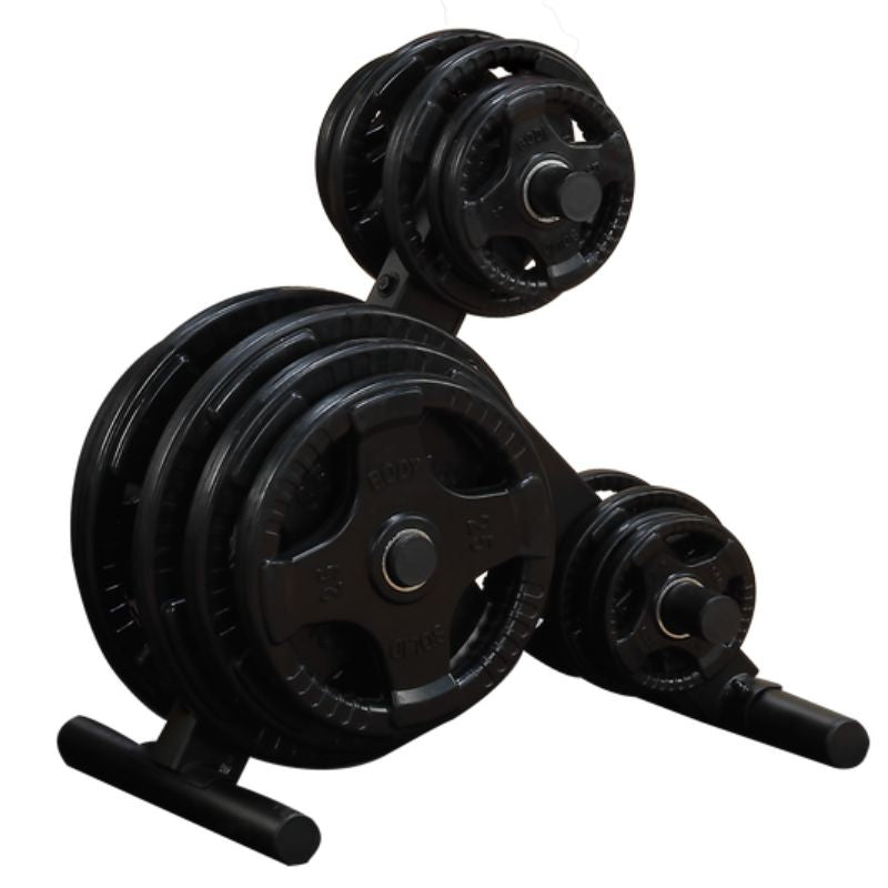 Body-Solid Olympic Plate Tree - OWT24 with Body-Solid Rubber Grip Olympic Plates