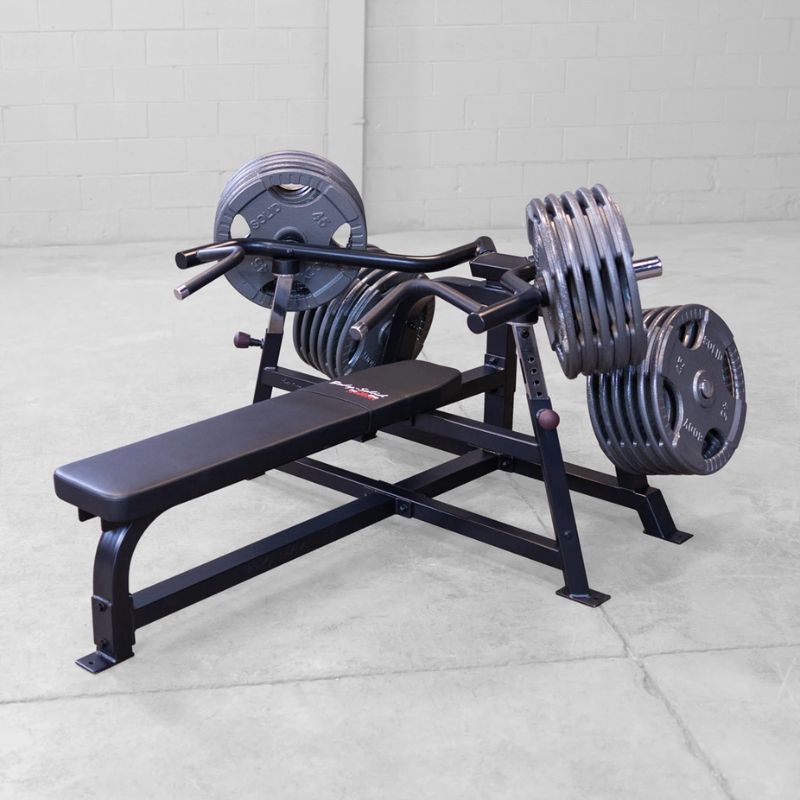 Body-Solid Pro ClubLine Leverage Bench Press - LVBPB Side View with olympic grip plates