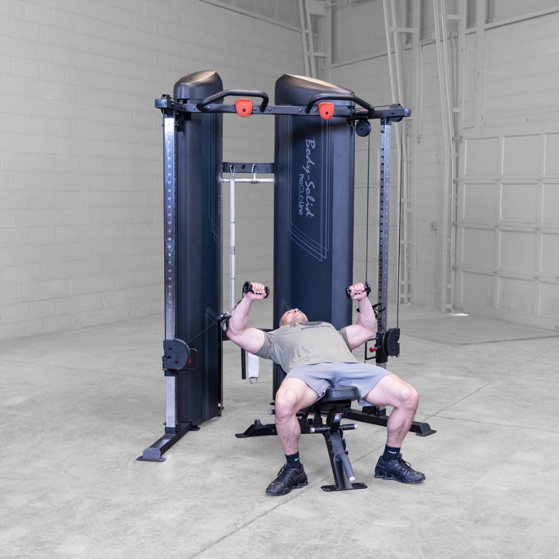 Body-Solid Pro ClubLine Series 2 Functional Trainer - S2FTX used in cable bench press with bench