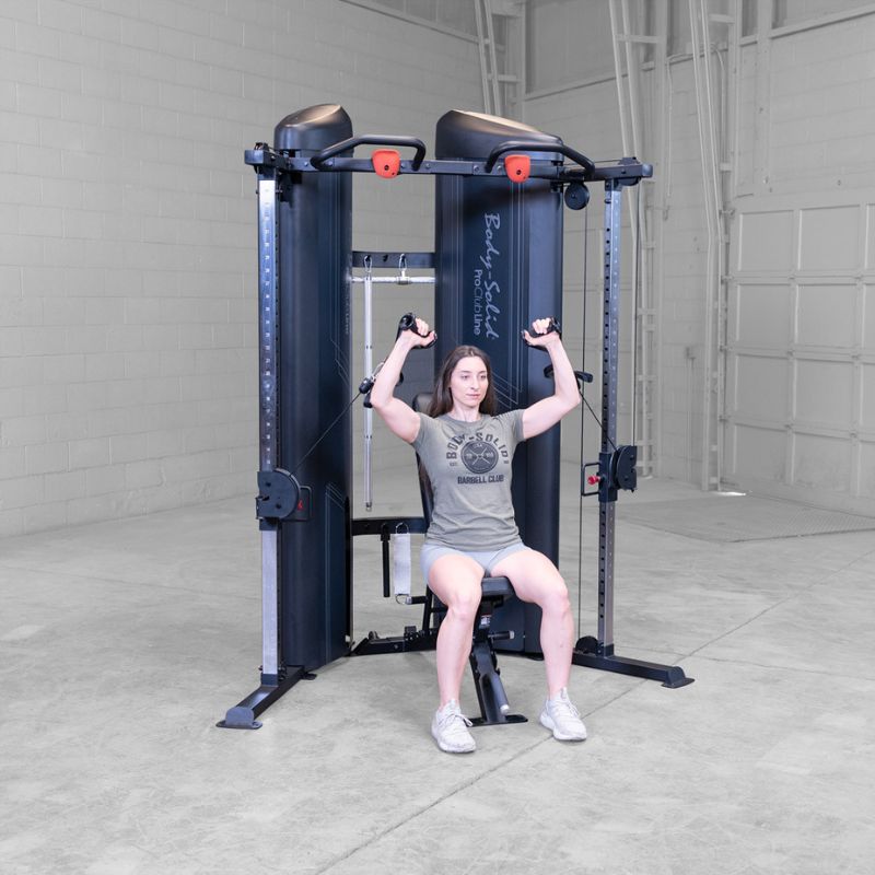 Body-Solid Pro ClubLine Series 2 Functional Trainer - S2FTX used in shoulder press with adjustable bench