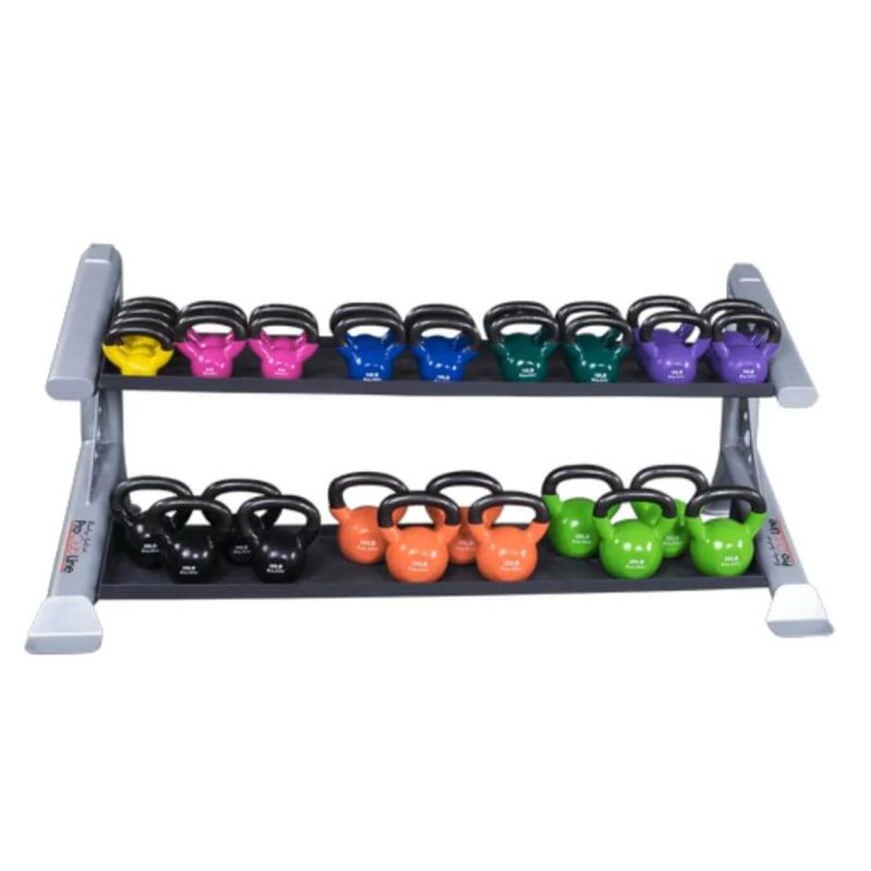 Body-Solid Pro Clubline 2 Tier Kettlebell Rack - SDKR500KB with Vinyl Kettlebells