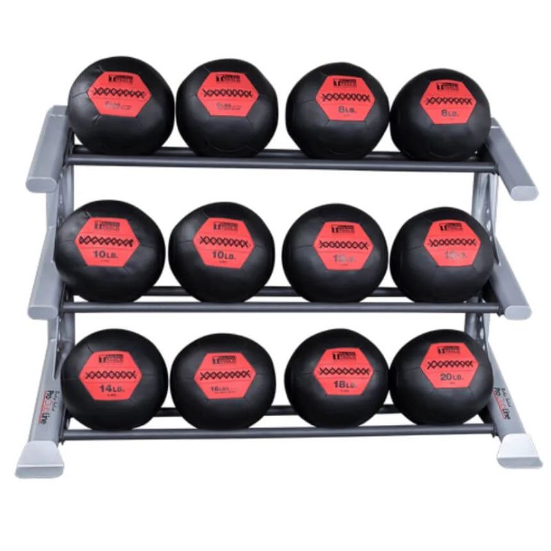 Body-Solid Pro Clubline 3 Tier Medicine Ball Rack - SDKR1000MB with Soft Shell Balls Package