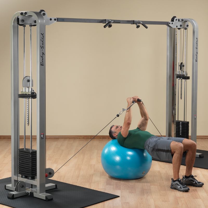 Body-Solid Pro Clubline Cable Crossover - SCC1200G Fly with Stability ball