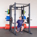 Body-Solid Pro Clubline Commercial Power Rack - SPR1000 Single Leg Lunges with Barbell Set