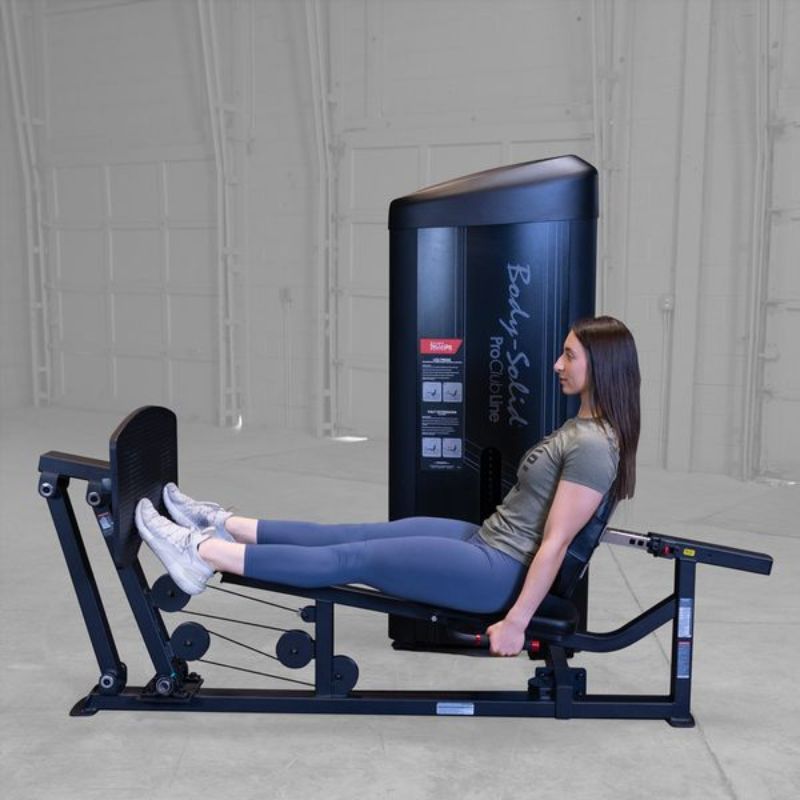 Body-Solid Series II Leg Press & Calf Raise - S2LPC Calf Raise Exercise Side View Female