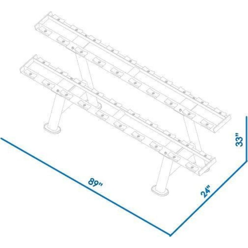 BodyKore 2 Tier Pro Dumbbell Rack G231 Dimensions