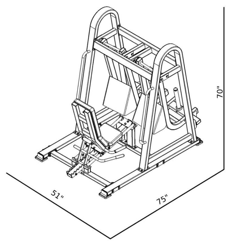 BodyKore Isolateral Horizontal Swing Leg Press FL1809 Dimensions