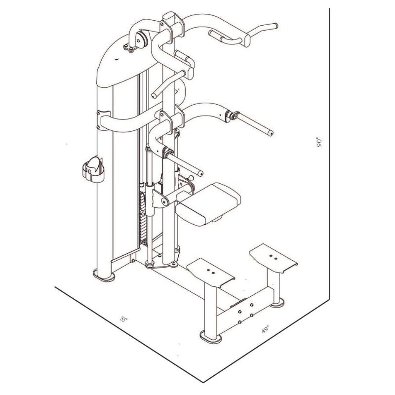 BodyKore Isolation Series - ChinDip Assist - GR636 Dimensions