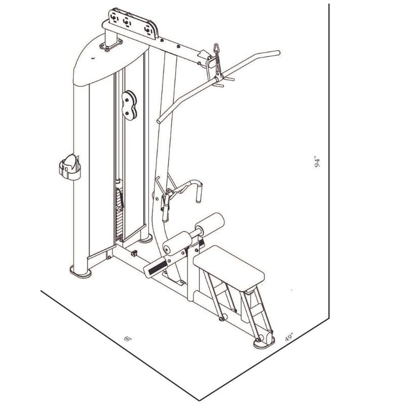 BodyKore Isolation Series- Lat PulldownLow Row GR638 Dimensions