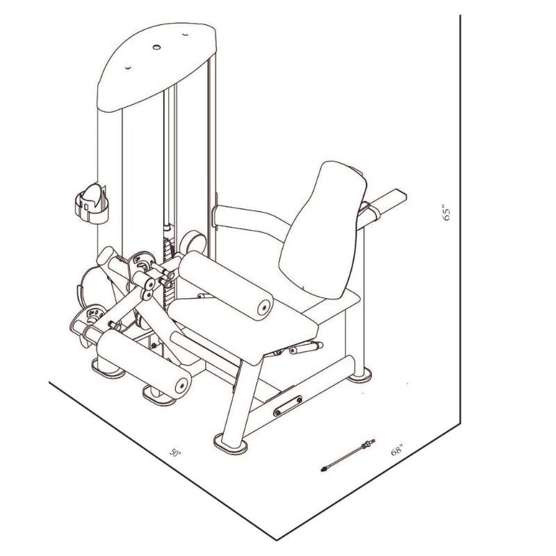 BodyKore Isolation Series - Leg CurlExtension - GR639 Dimensions